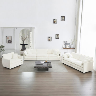 Canapé moderne, ensemble modulaire à assise très profonde 3 pièces pour salon, canapé surdimensionné, canapé 3 places, causeuse et canapé simple