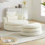 Beige Lounge Chair With Spacious Seat And Convenient Storage Swivel Soft Chenille In Colour