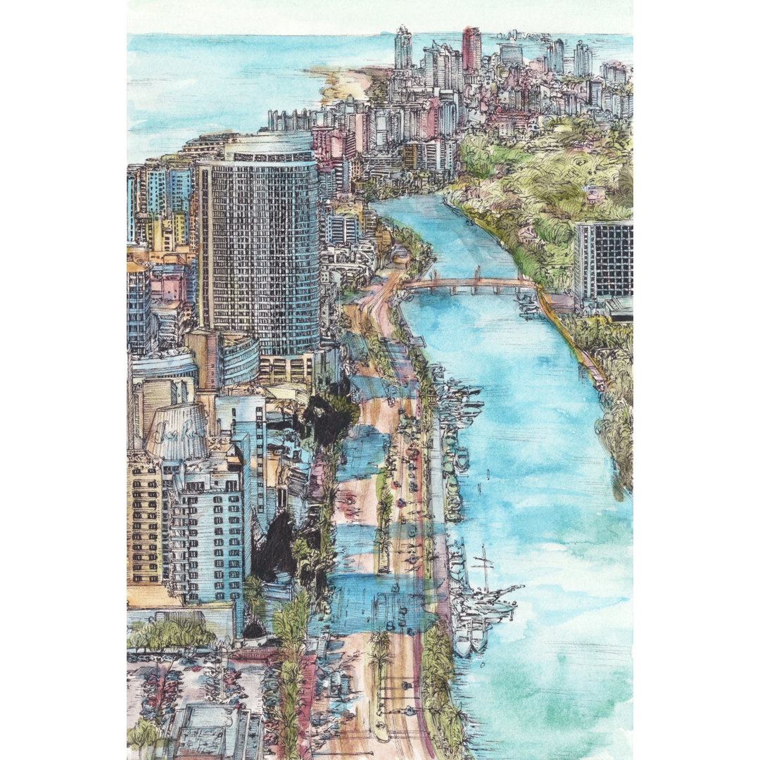 Leinwandbild US Cityscape-Miami von Melissa Wang