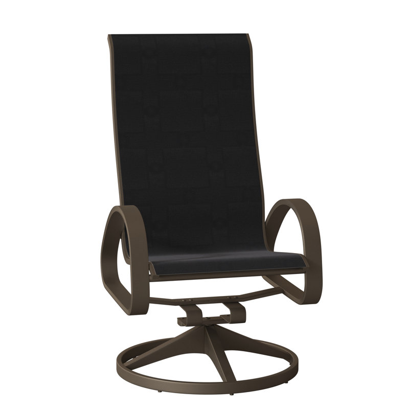 Fauteuil de patio pivotant Hiraku, Bois de plage texturé, Noir 5D Sunbrella®