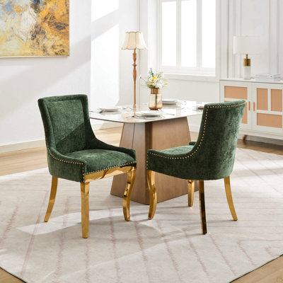 Chenille Dining Chairs, Set Of 2