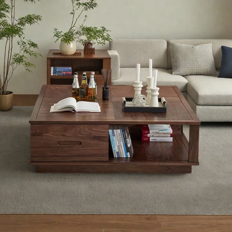 Table basse moderne simple en noyer noir
