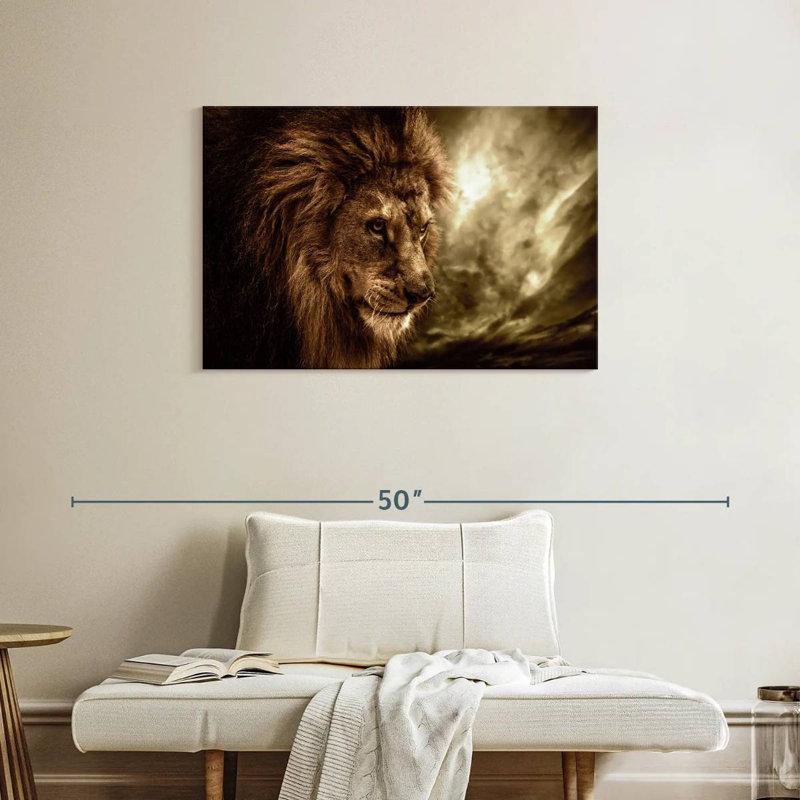Lion du ciel orageux, H 24 po x l 36 po