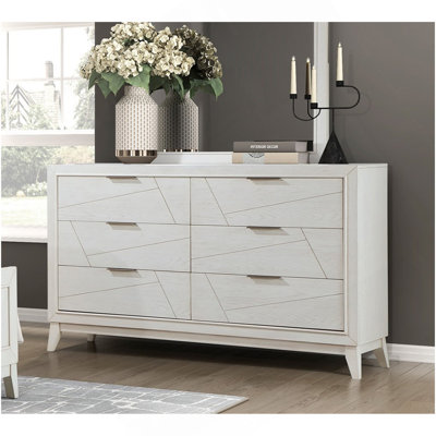 Antique White Finish Dresser With Storage Drawers Modern Bedroom Furniture 1Pc