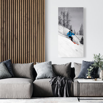 Skiing in Mountain - Blue Holidays Canvas Home Decor