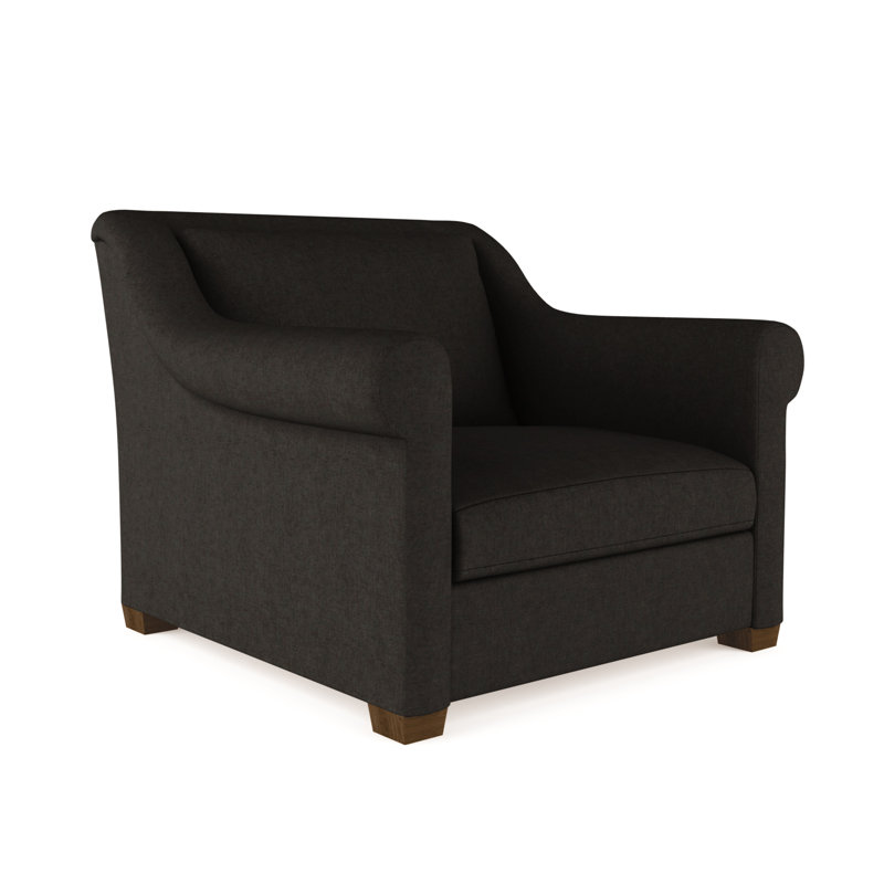 Transitional Armchair, Crushed Velvet Alabaster, 32" H x 43" W x 46" D, Weathered