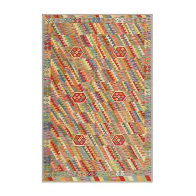 Tapis abstrait rouge / orange / gris