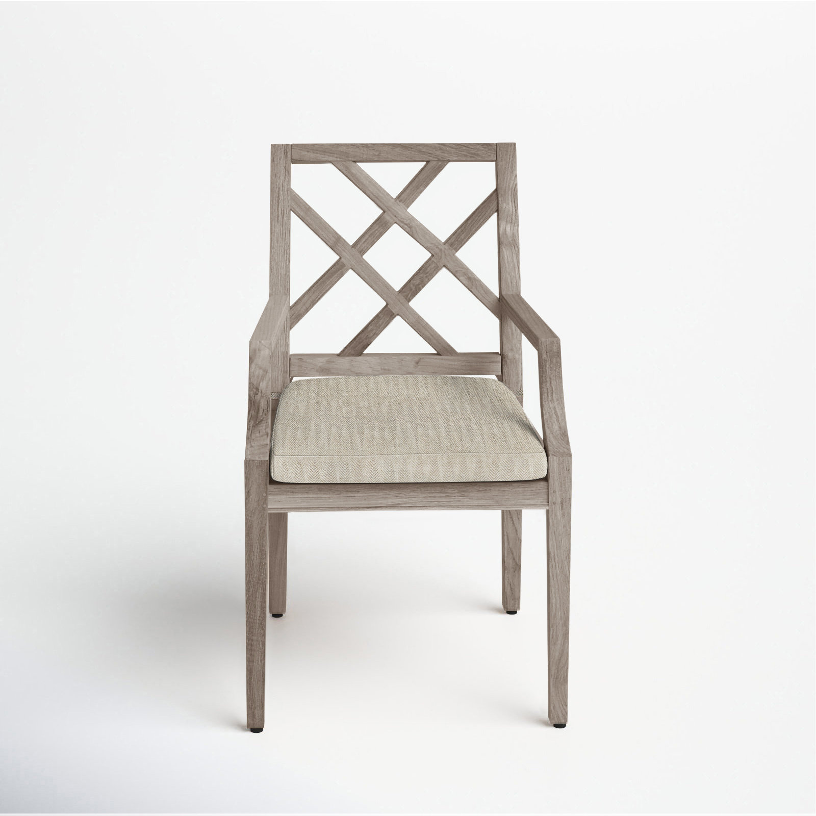 Haley Sunbrella® Patio Armchair, Oyster Teak, No Welt, Herringbone Sand