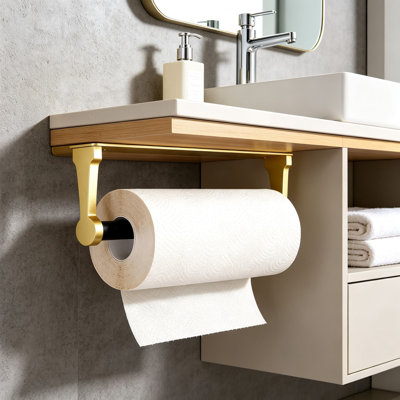 Porte-essuie-tout sous armoire, porte-rouleau de cuisine en alliage d'aluminium auto-adhésif, porte-serviettes mural pour la cuisine, la salle de bain, le salon, résistant à la rouille et facile à installer