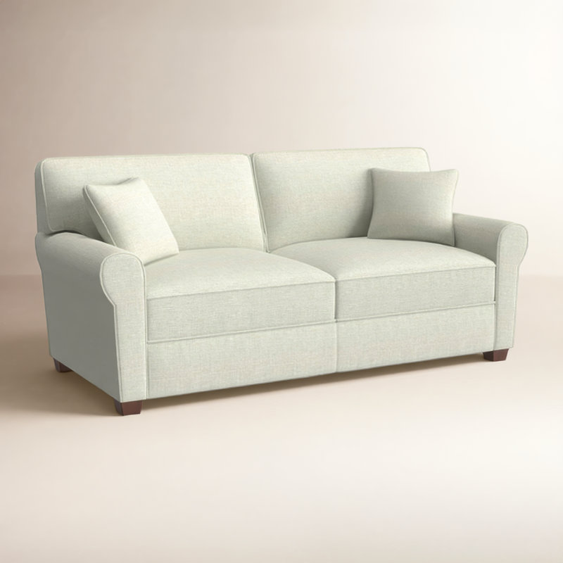 Shannon Upholstered 36'' Sleeper Sofa, Dark Walnut, Light Beige