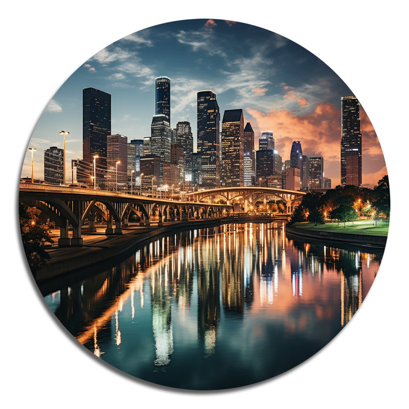 Cason - paysage urbain rond, art en métal, H 23 po x l 23 po