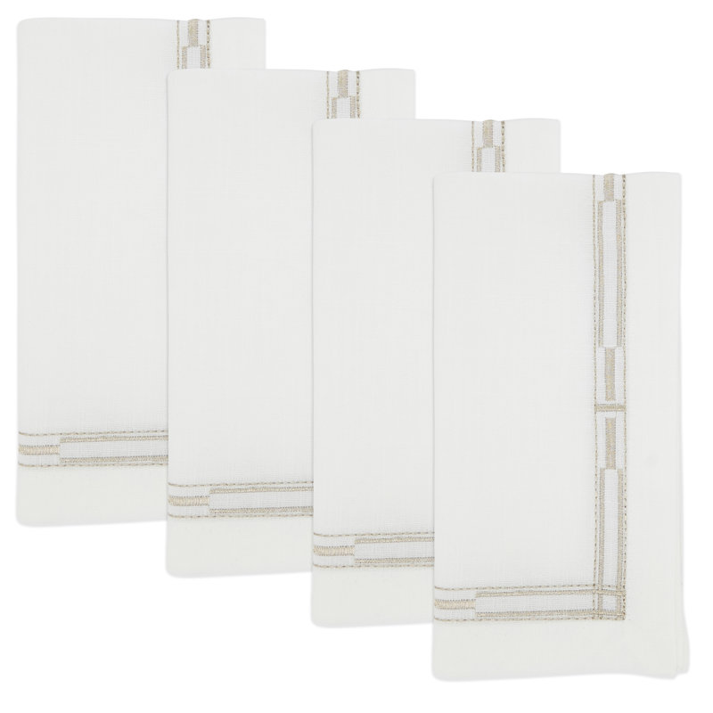 Ensemble de 4 serviettes élégantes à broder avec bordure délicate