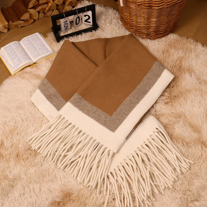Tassel Throw Blanket, Cozy Poncho Blanket For Women., Tan/Cream Striped