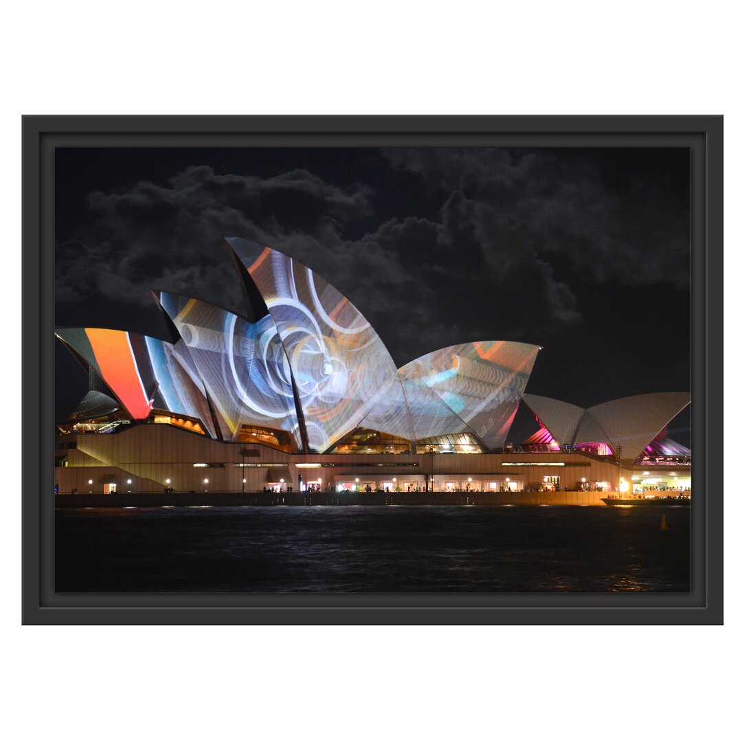 Gerahmtes Wandbild Sydney Opera House Lichter