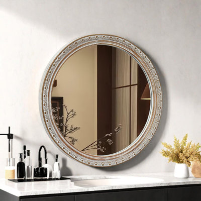 Round Wall Mirror With Carved Frame
