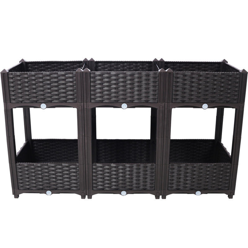 Outdoor Standing Planter Beds - Brown Polypropylene Raised Garden With Drainage, For Vegetables, Flowers, Herbs, Easy To Assemble Elevated 47.2"X15.7"X27.7", Brown, Drainage Veggies, Weather-