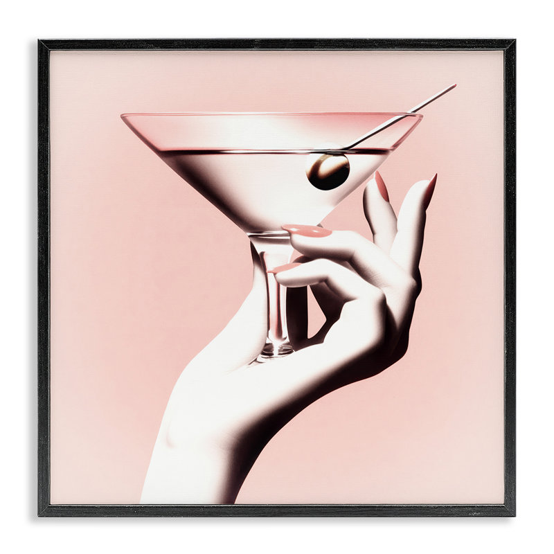 «Martini Stirred», estampe numérique par Sophie 6, H 17 po x l 17 po, Giclée encadrée noir minuit