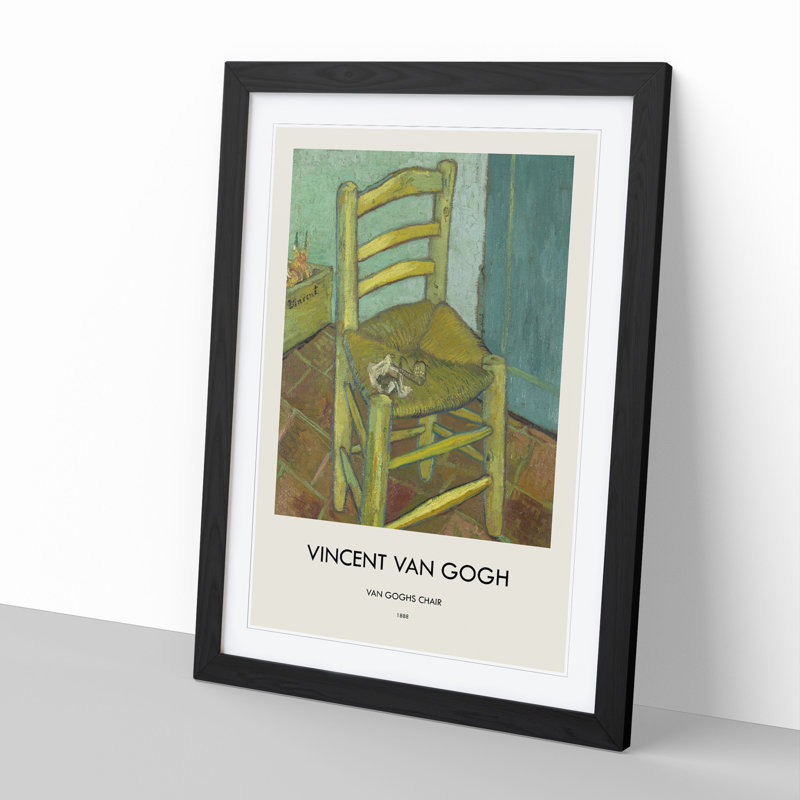Vincents Chair by Vincent Van Gogh - Picture Frame Art Prints, 48cm H x 36cm W x 2cm D, Black