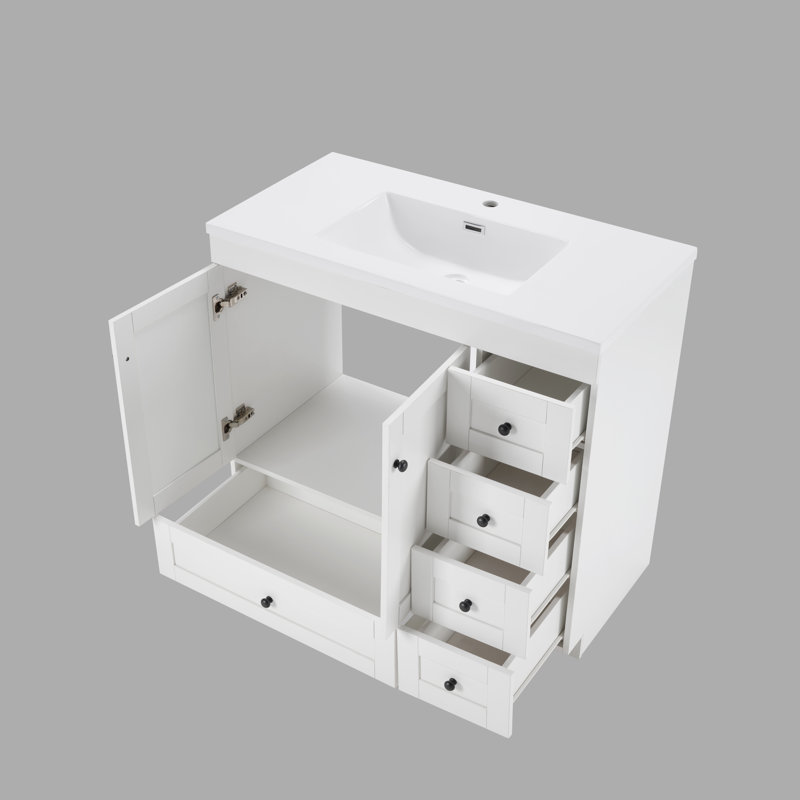 Meuble-lavabo simple 37 po avec 5 tiroirs et 2 portes Figueras