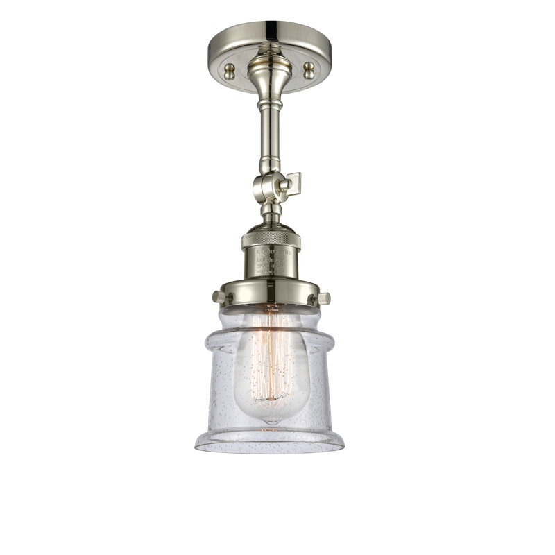 Plafonnier semi-encastré 1 lumière 6 po Alexandira, Ampoule DEL 6 watts Vinage, Nickel poli, Transparent