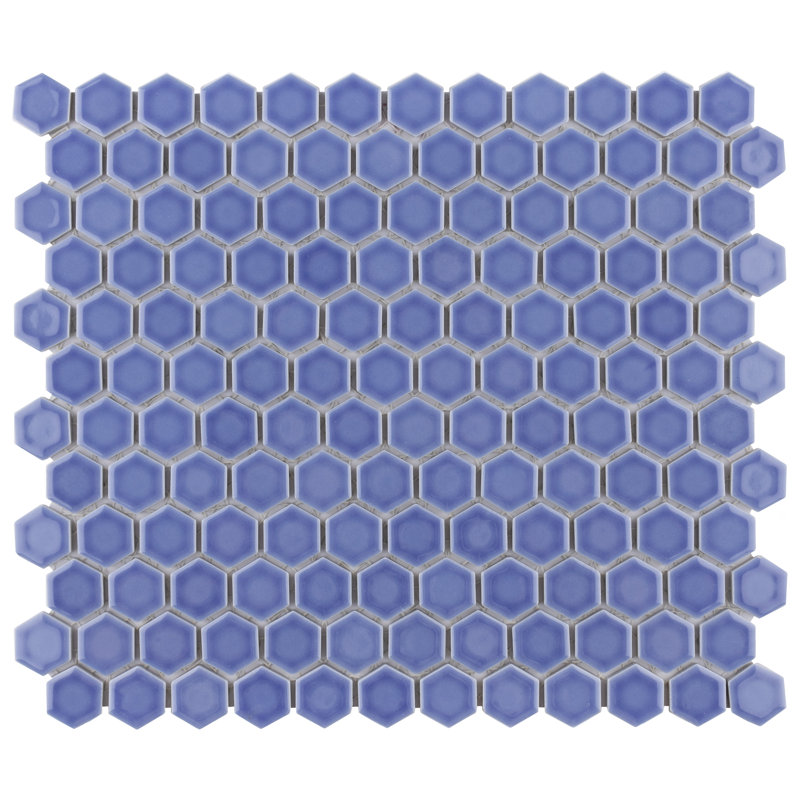 Tribeca 1" Hex Glossy 10-1/4 " x 11-7/8 " Porcelain Mosaic Floor and Wall Tile, Purple