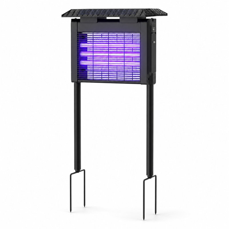 Lampe solaire anti-moustique avec détecteur de pluie, idéale pour l'extérieur, la terrasse et le jardin.