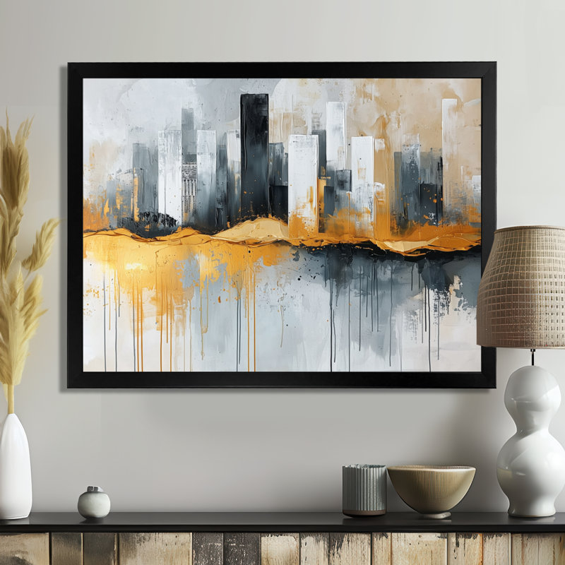 Letendre - Cityscapes Wall Art, Noir, noir, noir, noir, H 12 po x l 20 po, Cadre de photo unique