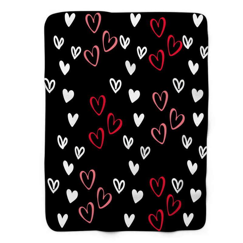 Doodle Hearts - 1 pièce Sherpa Premium Couverture 0053, L 50 po x L 60 po