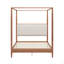 Structure de lit à baldaquin en bois massif de style Mid-Century avec tête de lit tapissier Boucle, lit plateforme à 4 colonnes avec pieds fuselés, aucun sommier requis, assemblage facile-844430464