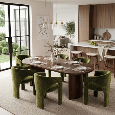 Ensemble de table de salle à manger 7 pièces pour 6 personnes avec accoudoirs en chenille