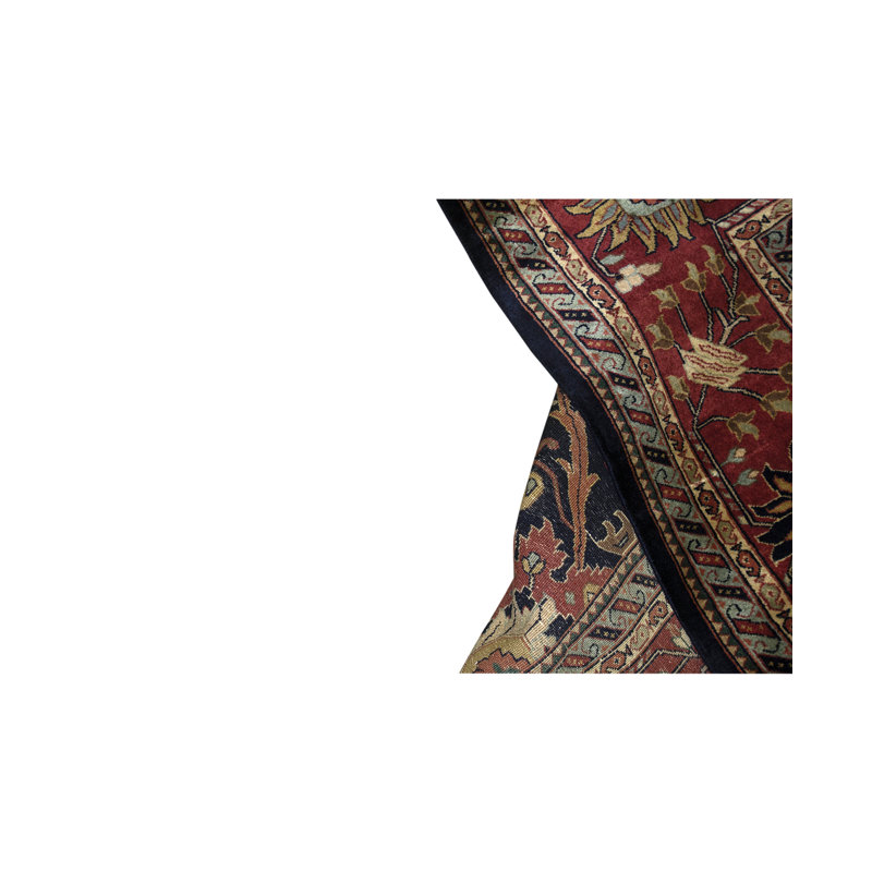 Tapis bleu et rouge noué à la main de haute qualité