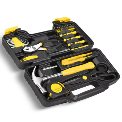 39-Piece Home Tool Kit With Organizer Case Essential Repair Tools For DIY & Maintenance