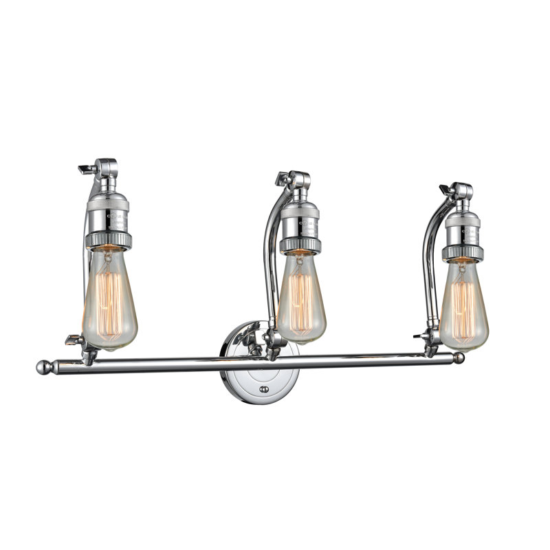 Ampoule 3-lumière vanité Burlingame, Ampoule DEL rétro à intensité réglable de 3 W, Chrome poli