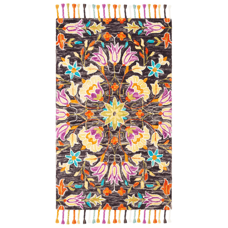 Vahakn Hand Tufted Wool Floral Rug, Rectangle 3' x 5'
