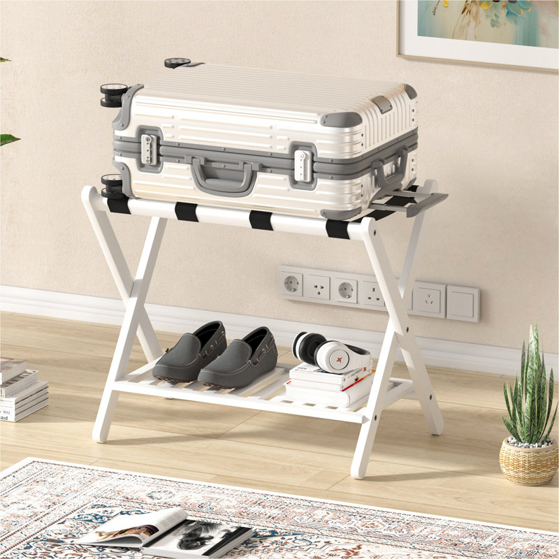 Ensemble de 2 valises pliantes en bambou, Blanc