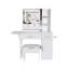 Miroir de coiffeuse 3 couleurs à DEL avec tabouret, coiffeuse rose pour la chambre à coucher, 2 tiroirs et 5 armoires de rangement (4 ouvertes + 1 cachée), éclairage réglable-920858228