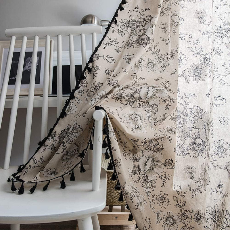 Rideau semi-transparent en polyester 2 panneaux Boho, L 52 po x L 84 po