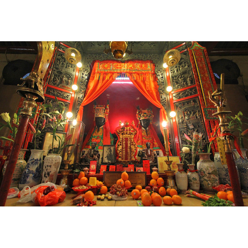 Two Deities At Man Mo Temple by Bogdan Kurylo - Wrapped Canvas Print, 30cm H x 46cm W