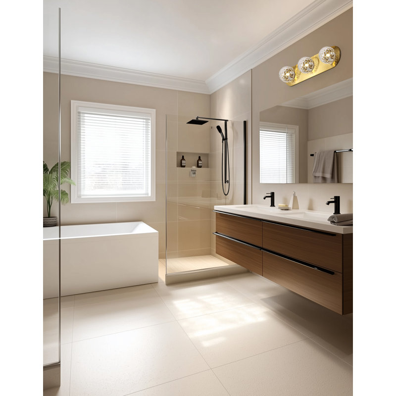 Aged Brass 24.5" Modern Dimmable 3-Light Vanity Wall Fixture
