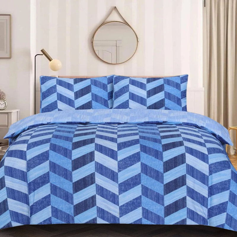 4 Piece Complete Bedding Set Cotton Rich Duvet Cover, Fitted Sheet & Pillowcases Soft, Durable & Breathable