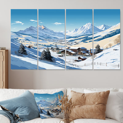 Alpine Mountains Solitude Winter Glow IV - Mountains Winter 4 Piece Wall Art Set