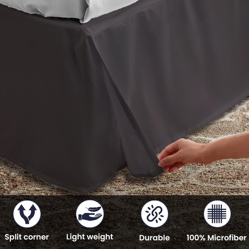 Bed Skirt King Size With Platform To Stay In Place Elegant Pleated Design With Split Corners Wrinkle Resistant Fabric For Modern And Stylish Look