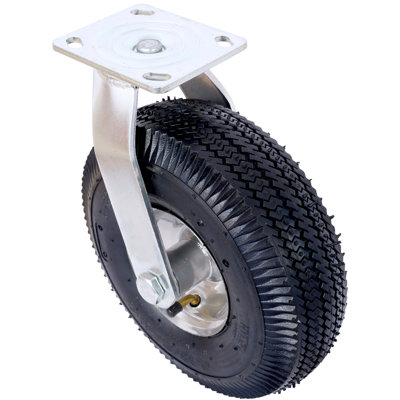 10IN CASTER Pneumatic Tire(2PCS SWIVEL), Caster Wheel, Swivel Plate, Steel Hub With Ball Bearings, 5/8-Inch Bore Centered Axle -Black