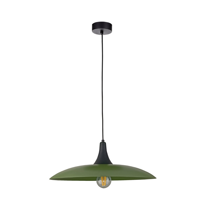 1 - Light Matte Black Dome Pendant, Black/Khaki