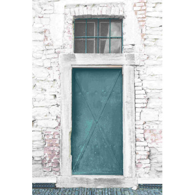 Porte bleue - brique blanche