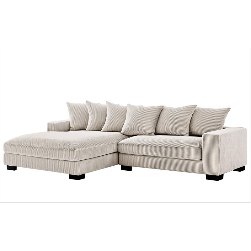 Morghan Corduroy Sectional, Left Hand Facing, Ivory Corduroy