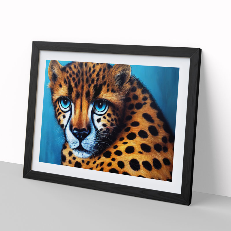 Graceful Cheetah - Single Picture Frame Print, 46cm H x 64cm W x 2cm D, Black Framed