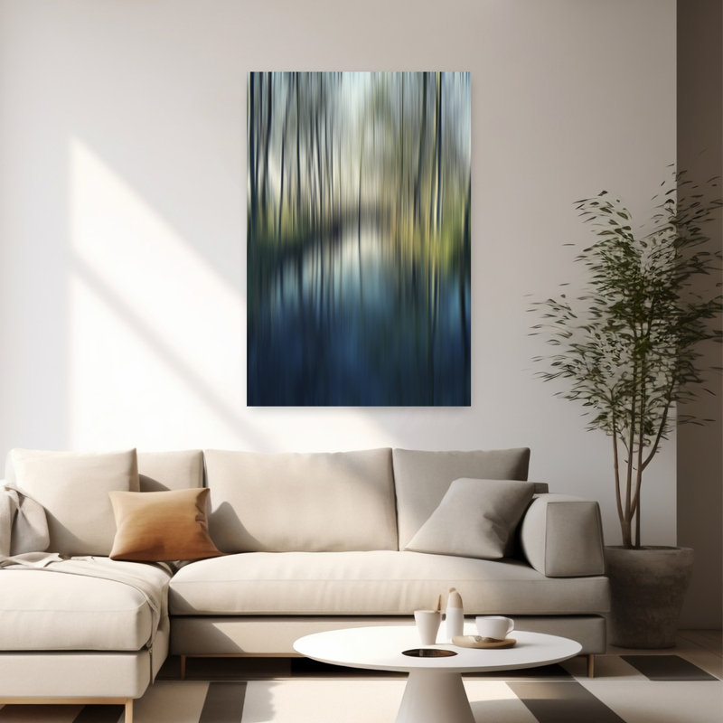 Art contemporain contemporain coloré, paysage biologique paisible, H 60 po x l 40 po