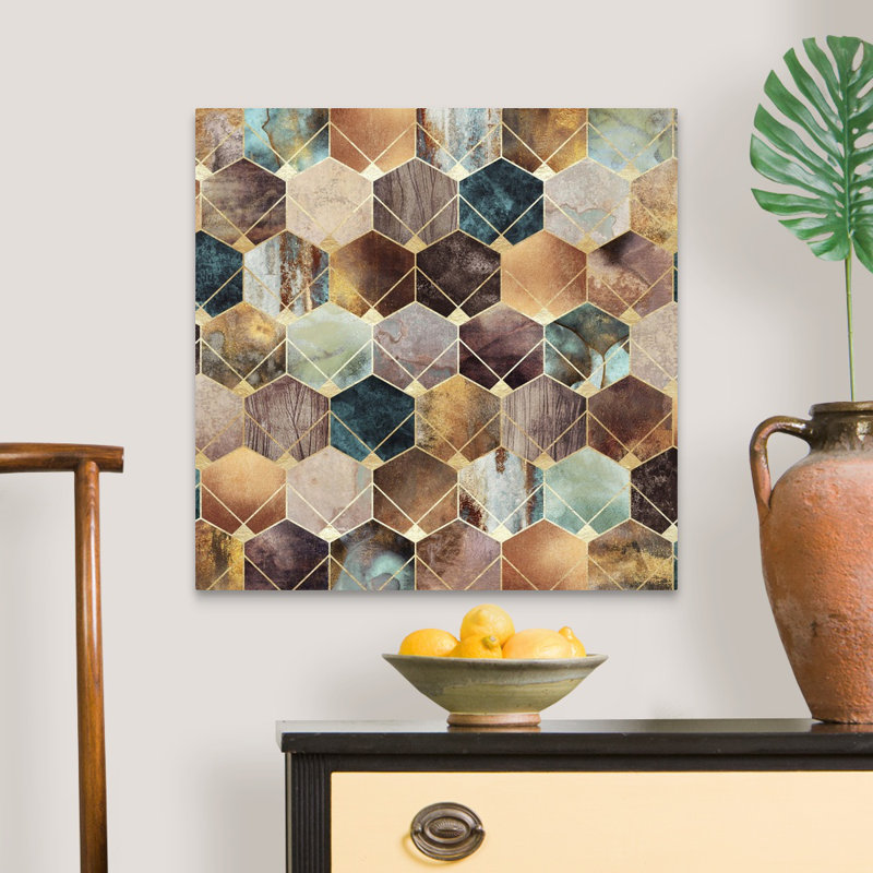 " Natural Hexagons And Diamonds ", 24" H x 24" W x 1.25" D, Wrapped Canvas