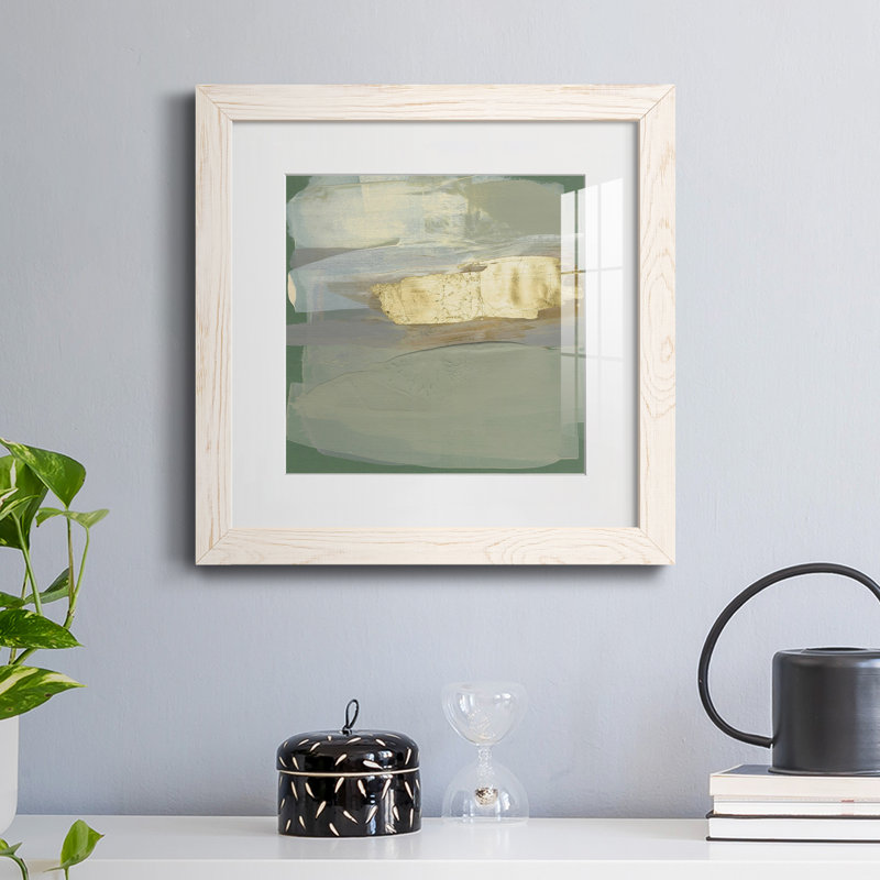 2759251 - Sage & Gold Swipe II - reproduction encadrée de qualité supérieure - prête à être accrochée, Cadre blanc